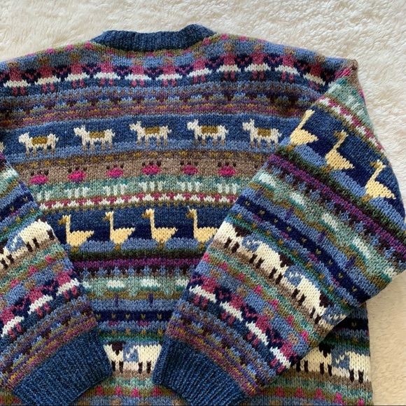 L.L Bean vintage wool animal duck print cardigan - Picture 10 of 10